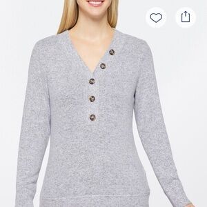 Market & Spruce Joey Henley cozy brushed knit top